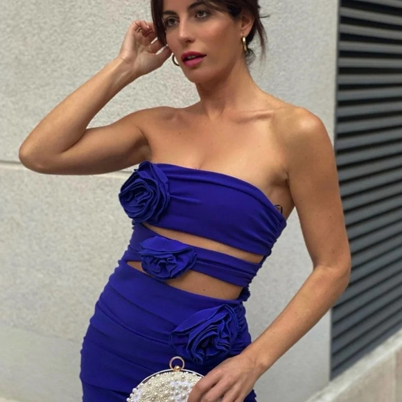 Zara Floral Cut Out Dress NWT - Picture 2 of 8